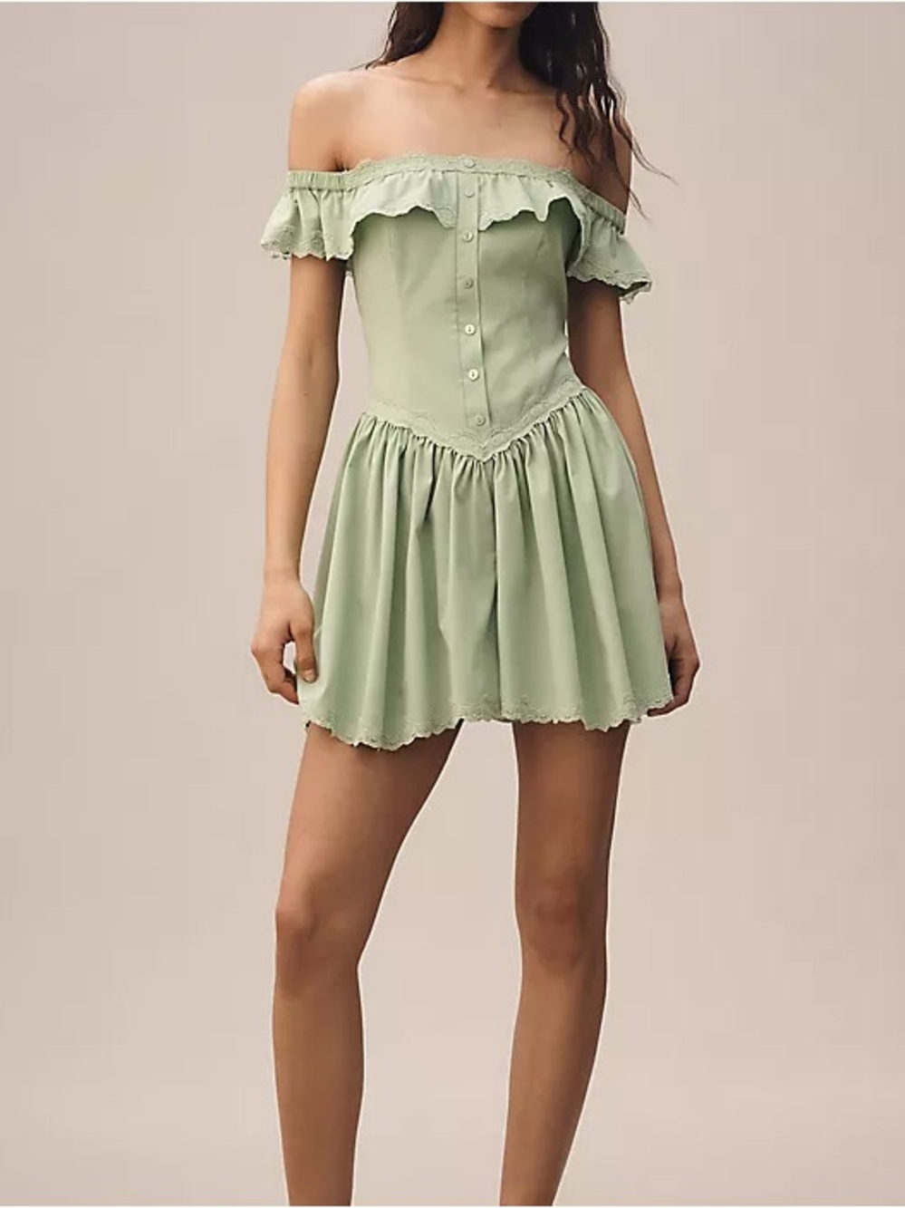 Anthropologie Mare Mare Off the shoulder Ruffle Romper - XS